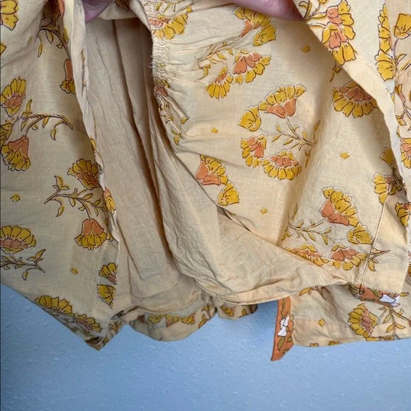 Bila Monaco Dress Mini Yellow Orange Floral Button Front Dress Large - Picture 5 of 6